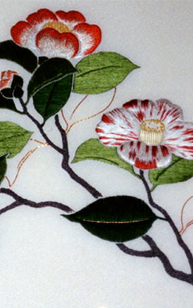 image of an embroided crane